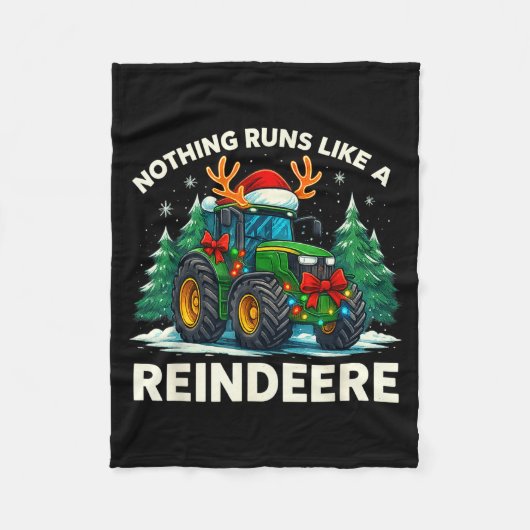 Funny Christmas Tractor Nothing Runs Like A Reinde Fleece Deken (Voorkant)