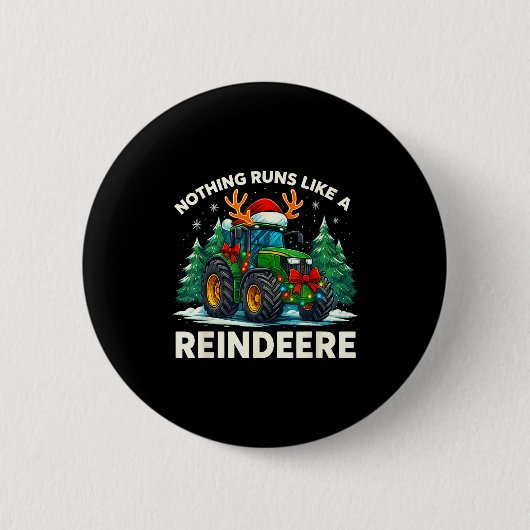 Funny Christmas Tractor Nothing Runs Like A Reinde Ronde Button 5,7 Cm (Voorkant)