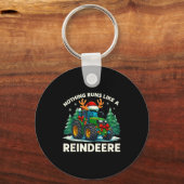 Funny Christmas Tractor Nothing Runs Like A Reinde Sleutelhanger (Voorkant)