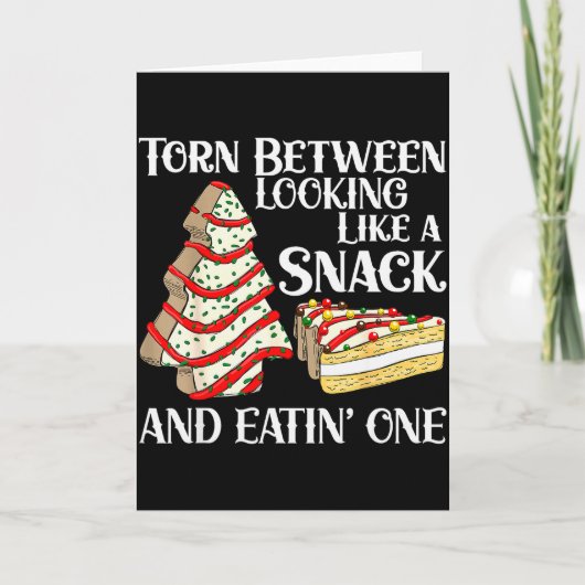 Funny Christmas Tree Cake Torn Between Looking Lik Kaart (Voorkant)
