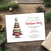 Funny Christmas tree modern watercolor invitation