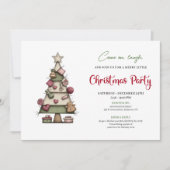 Funny Christmas tree watercolor holiday invitation (Devant)