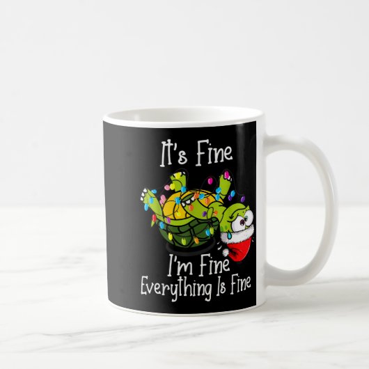 Funny Christmas Turtle It's Fine I'm Fine Everythi Koffiemok (Rechts)