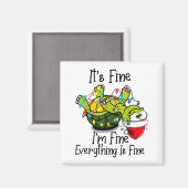 Funny Christmas Turtle It's Fine I'm Fine Everythi Magneet (Voorkant / Achterkant)