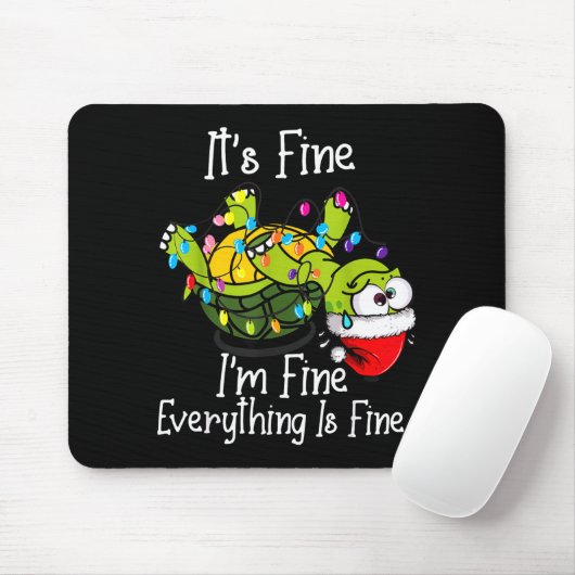 Funny Christmas Turtle It's Fine I'm Fine Everythi Muismat (Met muis)