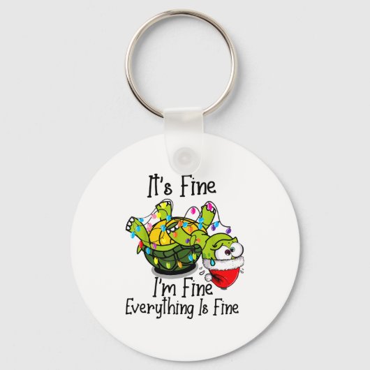 Funny Christmas Turtle It's Fine I'm Fine Everythi Sleutelhanger (Voorkant)