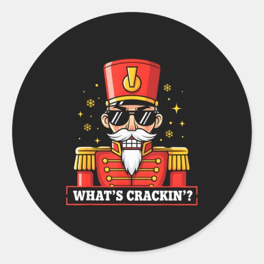 Funny Christmas Whats Crackin Nutcracker Men Kids Ronde Sticker (Voorkant)