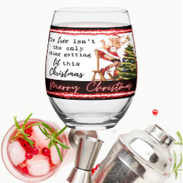 Funny Christmas Wine Glass Retro Best Friend Lit Wijnglas Zonder Voet