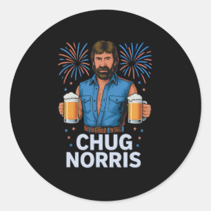 Funny Chug Norris Bier Shirt Usa 4th Of July Drink Ronde Sticker