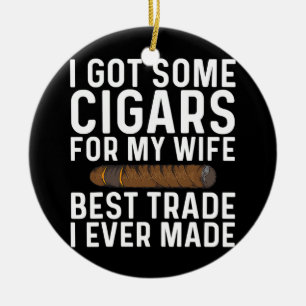 Funny Cigar Lovers Gift for Men Dad Roking Cigar Keramisch Ornament
