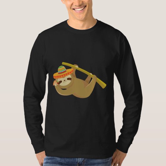 Funny Cinco De Mayo T-shirt Funny Mexican Sloth Ea (Voorkant)