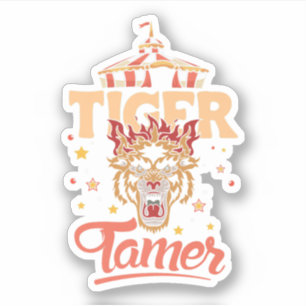 Funny Circus Tiger Tamer Big Cat. Designprestaties Sticker