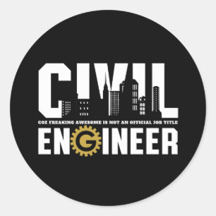 Funny Civil Engineer Civil Engineering student Ronde Sticker