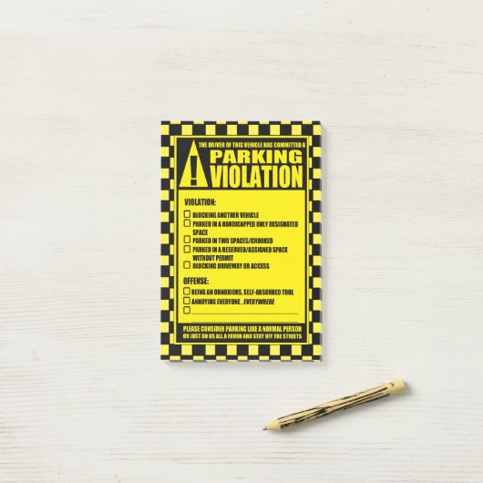 Funny Civilian Parking Ticket Post-it® Notes (Op bureau)
