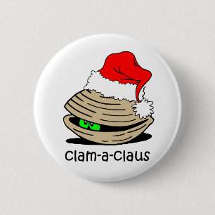 Funny clam Kerstmis Ronde Button 5,7 Cm