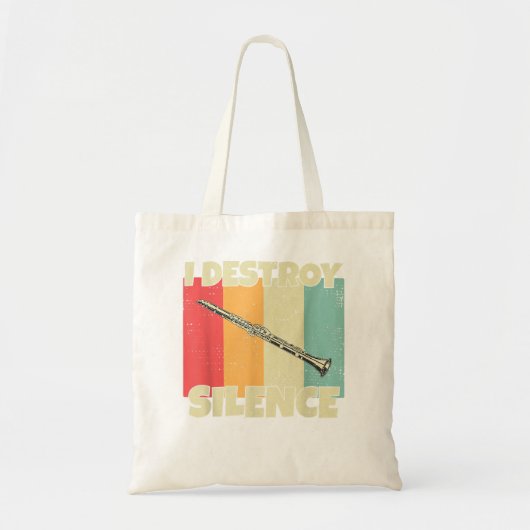 Funny Clarinet instrument I Destroy Silence for Cl Tote Bag (Voorkant)