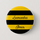Funny Classic Bumble Bee Stripes Striped Pattern Ronde Button 5,7 Cm (Voorkant)