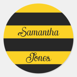 Funny Classic Bumble Bee Stripes Striped Pattern Ronde Sticker