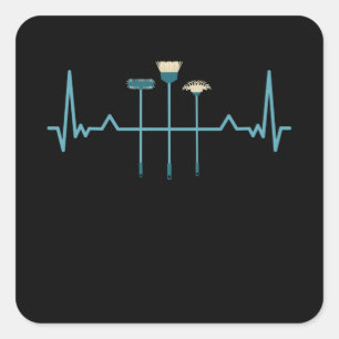 Funny Cleaning Heartbeat Cleaner Gift Vierkante Sticker