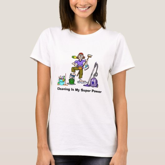 Funny Cleaning Lady T-Shirt (Voorkant)