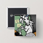 FUNNY CLERICAL UNICORN SQUARE PIN-TERUG BUTTON (Voorkant /achterkant)