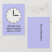 Funny Clock Face Scheduled Maintenance Card Visitekaartje (Voorkant / Achterkant)