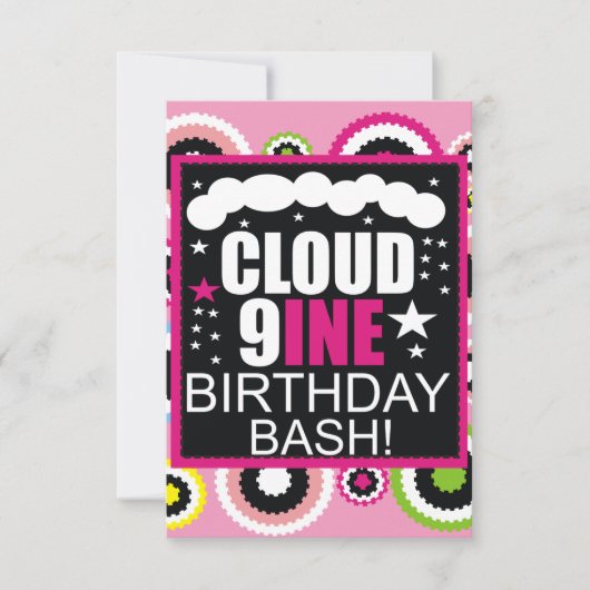Funny Cloud Nine Cosmic Birthday Party Invitation Kaart (Voorkant)