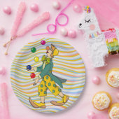 Funny Clown die speelt met kleurrijke balls Papieren Bordje (Feest)