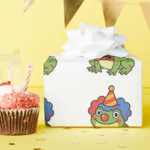 Funny Clown Frog Sticker Cadeaupapier