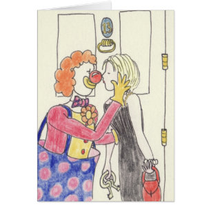 Funny Clown Romance Quirky Weird Love Drawing Art