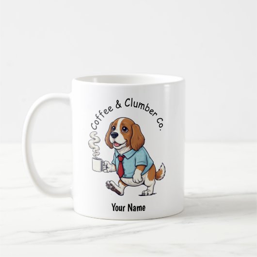 Funny Clumber Spaniel Dog  Business Suit Coffee  Koffiemok (Links)