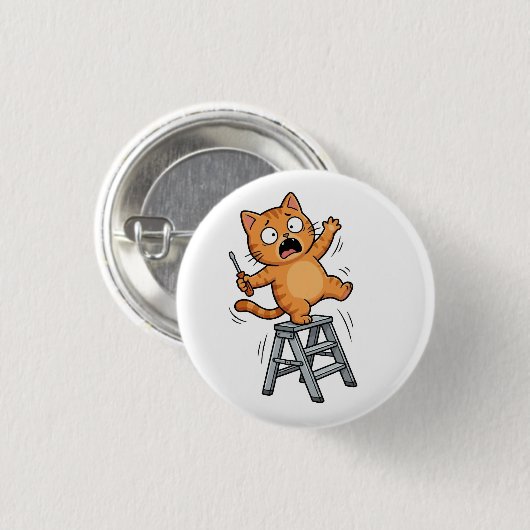 Funny Clumsy Cat Button (Voorkant /achterkant)