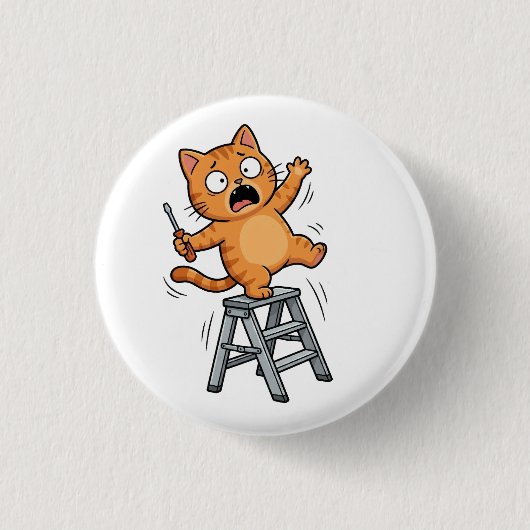 Funny Clumsy Cat Button (Voorkant)