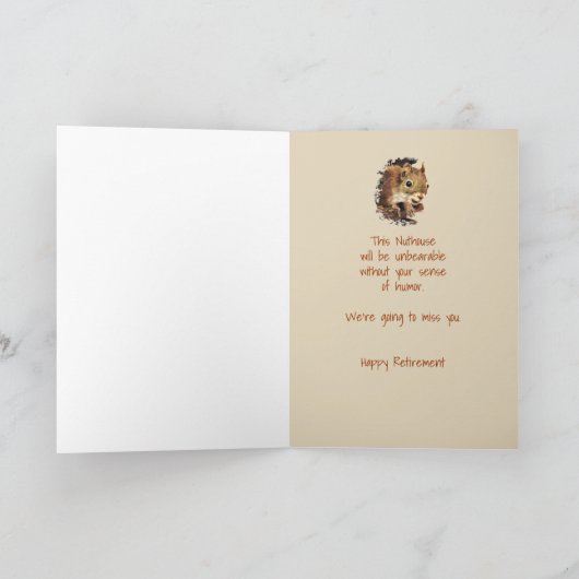 Funny Co-arbeider Retirement, Squirrel, Nuts Kaart (Binnen)