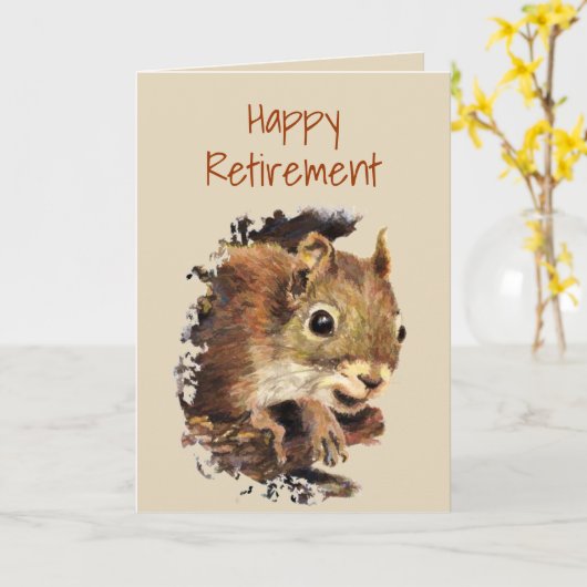 Funny Co-arbeider Retirement, Squirrel, Nuts Kaart (Gele Bloem)
