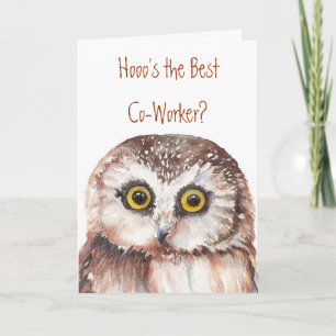 Funny Co-worker Birthday, Wise Owl Humor Kaart