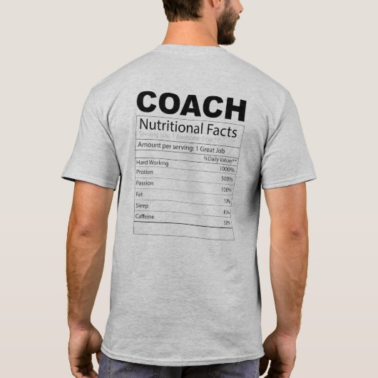 Funny Coach Nutrition Facts T-shirt  (Dos)