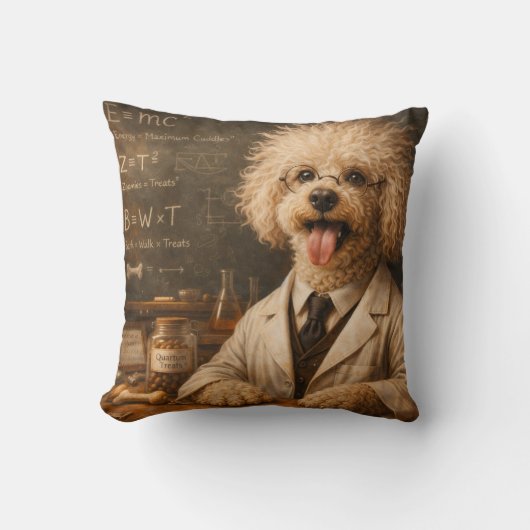 Funny Cockapoo Scientist Pillow | Dog Cushion Kussen (Voorkant)