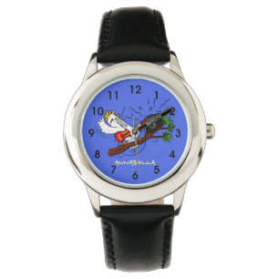 Funny cockatoo speelt rockgitaar cartoon horloge