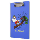 Funny cockatoo speelt rockgitaar cartoon klembord (Links)