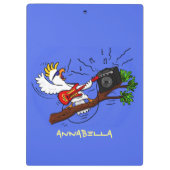 Funny cockatoo speelt rockgitaar cartoon klembord (Achterkant)