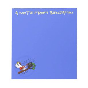 Funny cockatoo speelt rockgitaar cartoon notitieblok