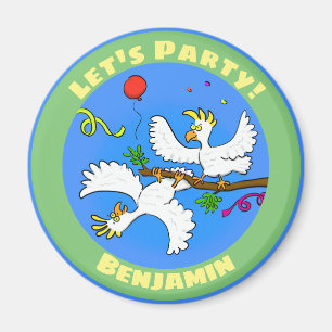 Funny cockatoos party cartoon magneet