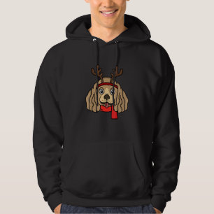 Funny Cocker Spaniel Dog-kerstrenier Antler Hoodie