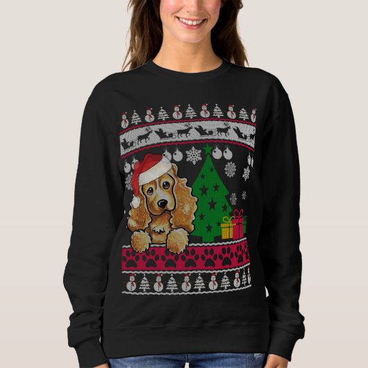 Funny Cocker Spaniel Kerstmis Ugly Sweater Dog Lo (Voorkant)