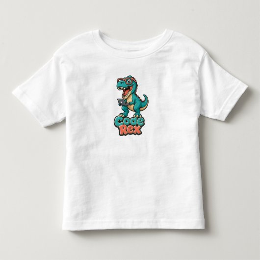 Funny Code Rex T-Shirt - Schattige Dinosaur Coder (Voorkant)