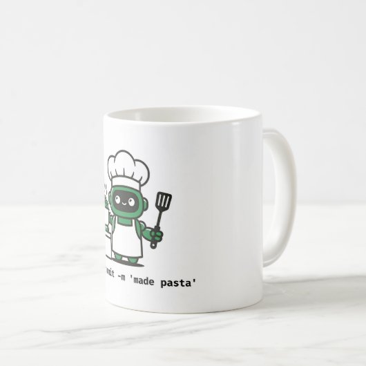 Funny Coder Mug — git commit made pasta (Devant droit)