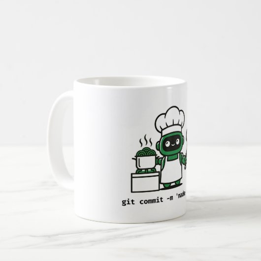 Funny Coder Mug — git commit made pasta (Devant gauche)