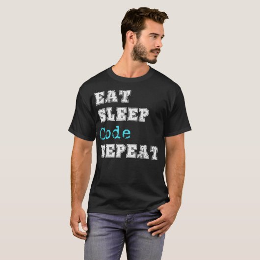 Funny Coding Code Eat Sleep Repo Coder Software T-shirt (Voorkant volledig)