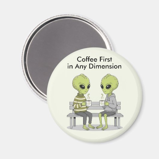 Funny Coffee and Aliens Magneet (Voorkant / Achterkant)